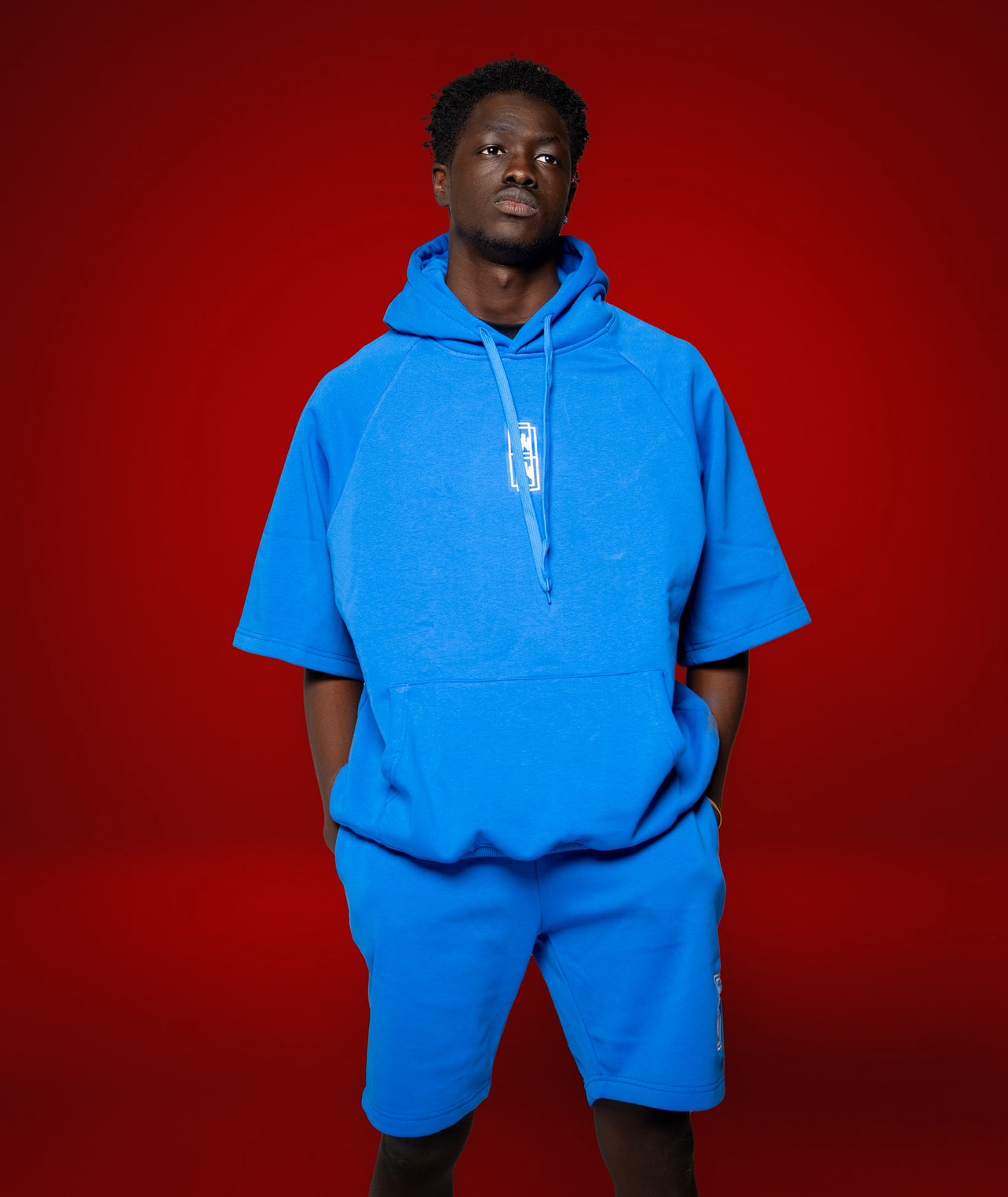 Nikel Embroidered complete set sleeveless hoodie and short