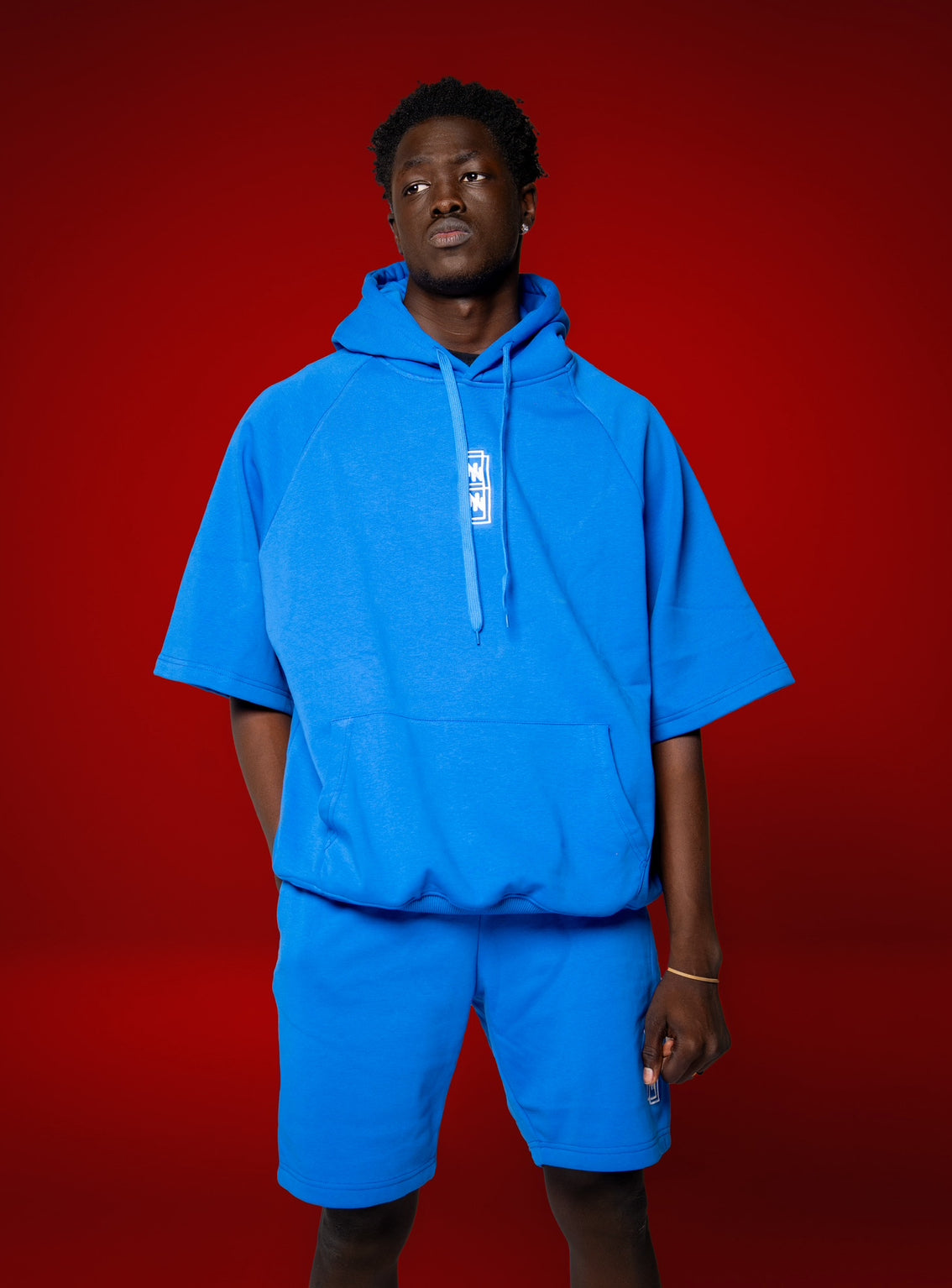 Nikel Embroidered complete set sleeveless hoodie and short