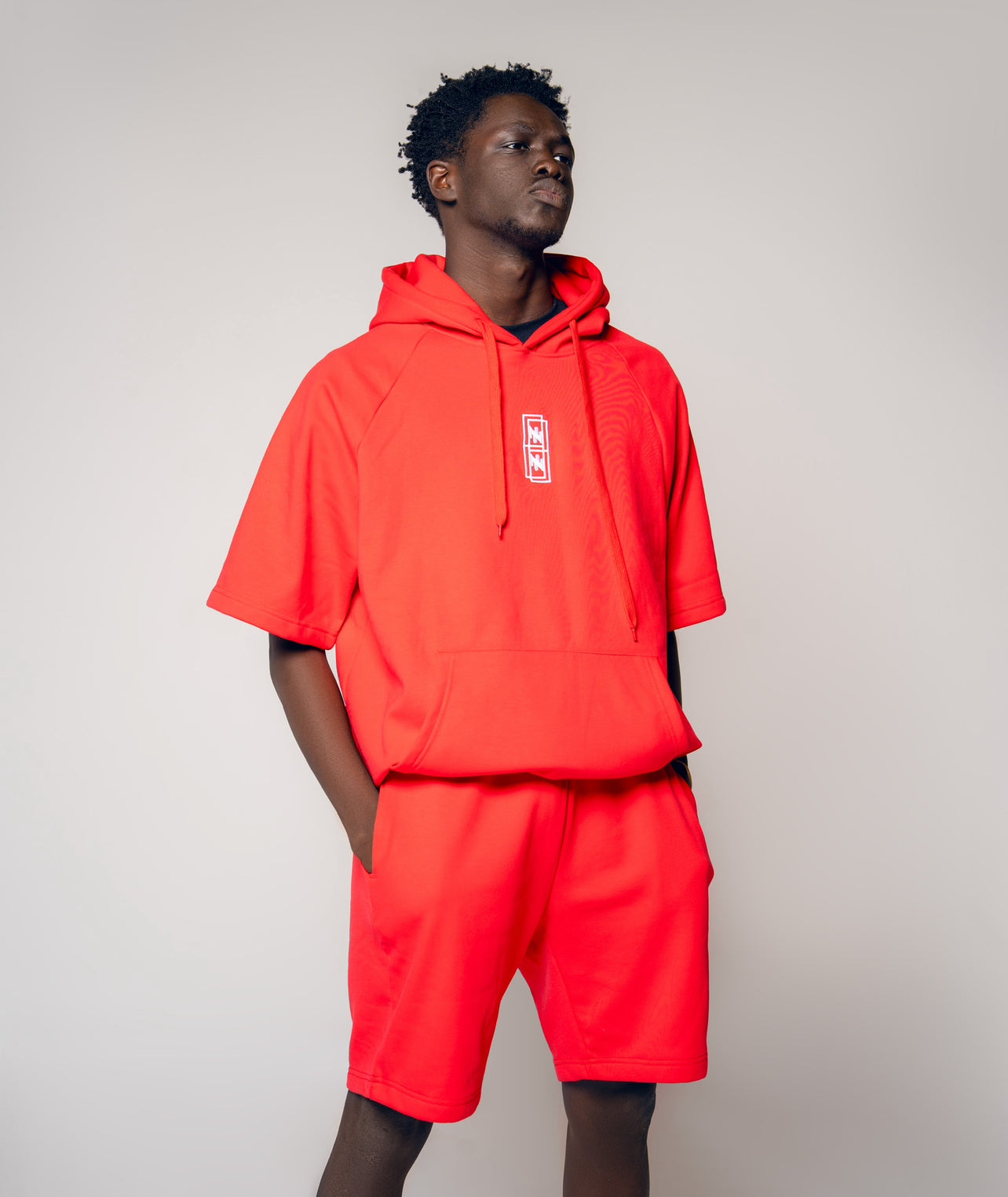 Nikel Embroidered complete set sleeveless hoodie and short